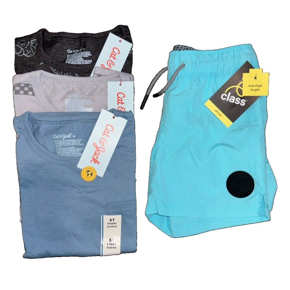 Cat & Jack Art Class Boy’s 5T Summer 4pc Clothing Lot Tees Swimming Trunks